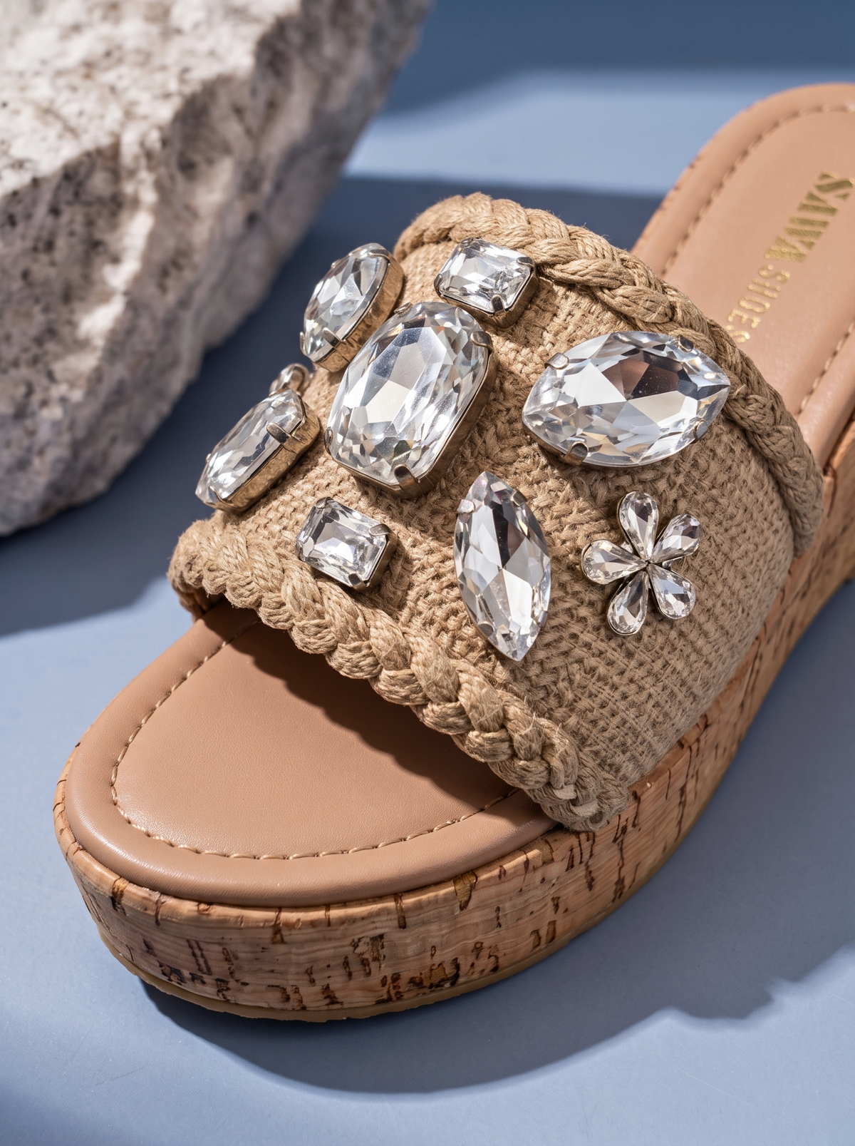 Crystal Embellished Wedge Sandals W798