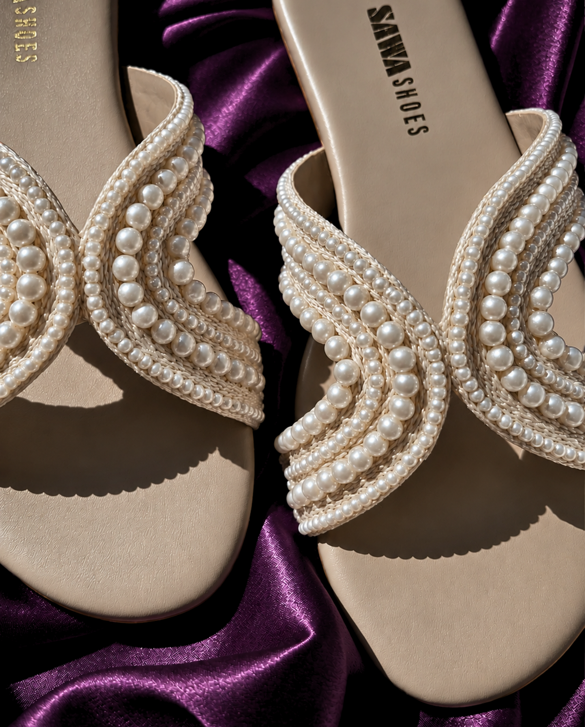Cream Pearl Slides 628 F