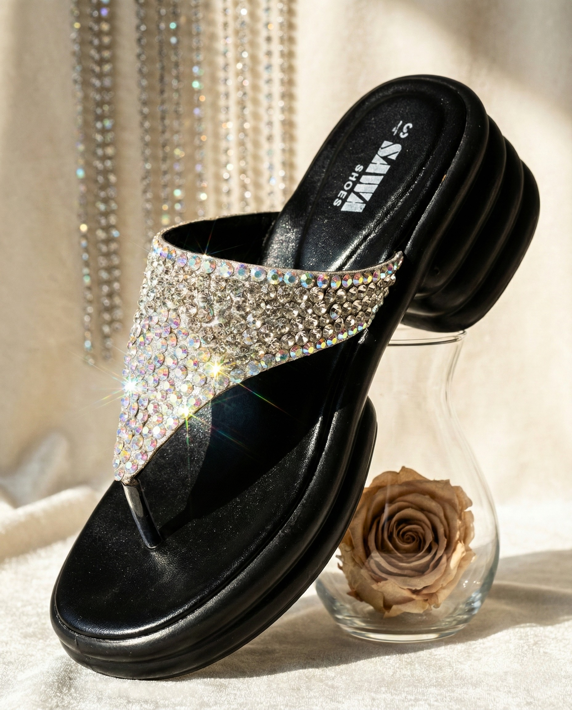 Sawa Rhinestone Platform Slides 463 S