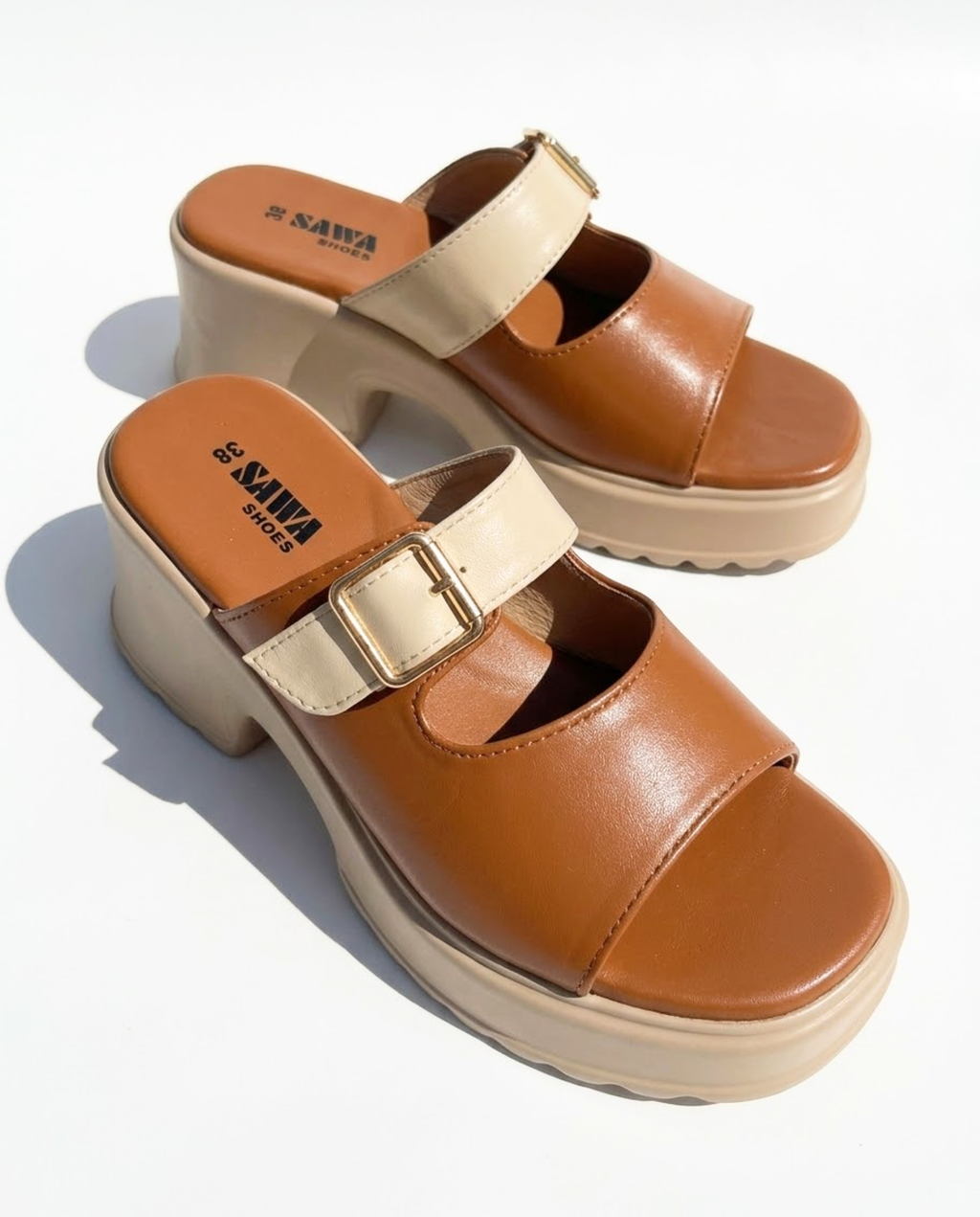 Tan Comfort Platform Sandals