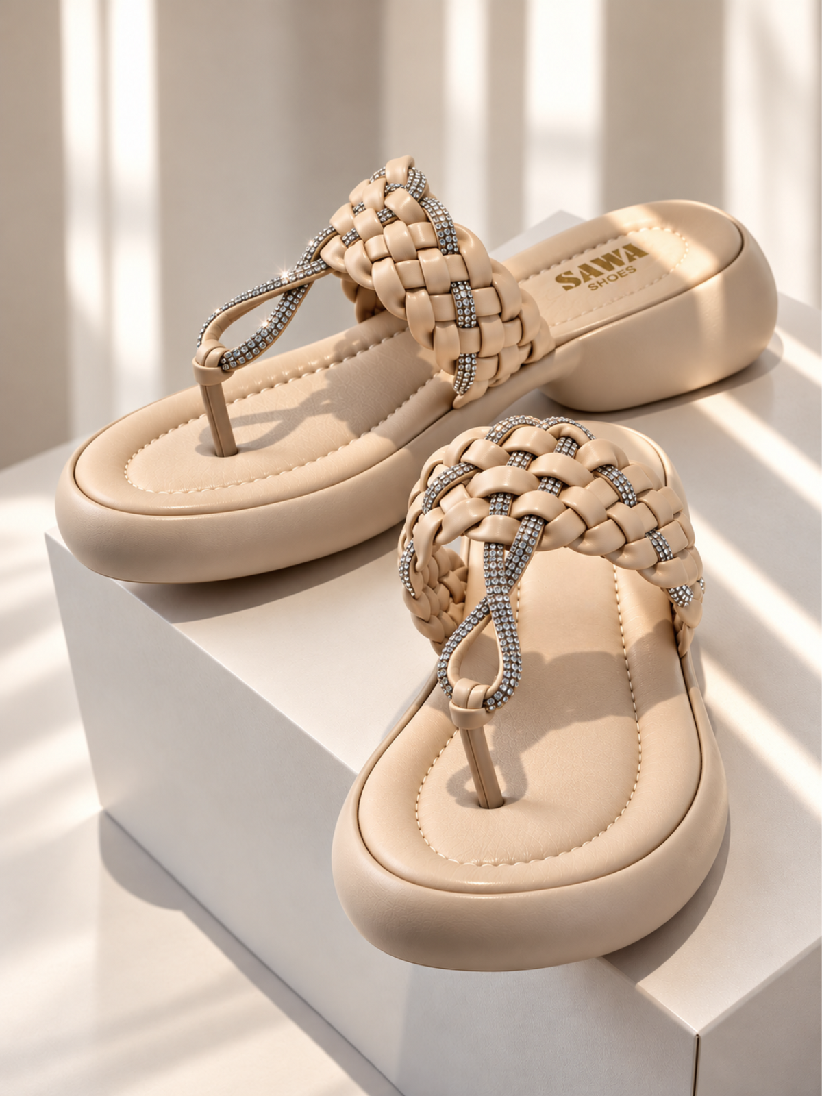 Beige Braided Slippers 432 F
