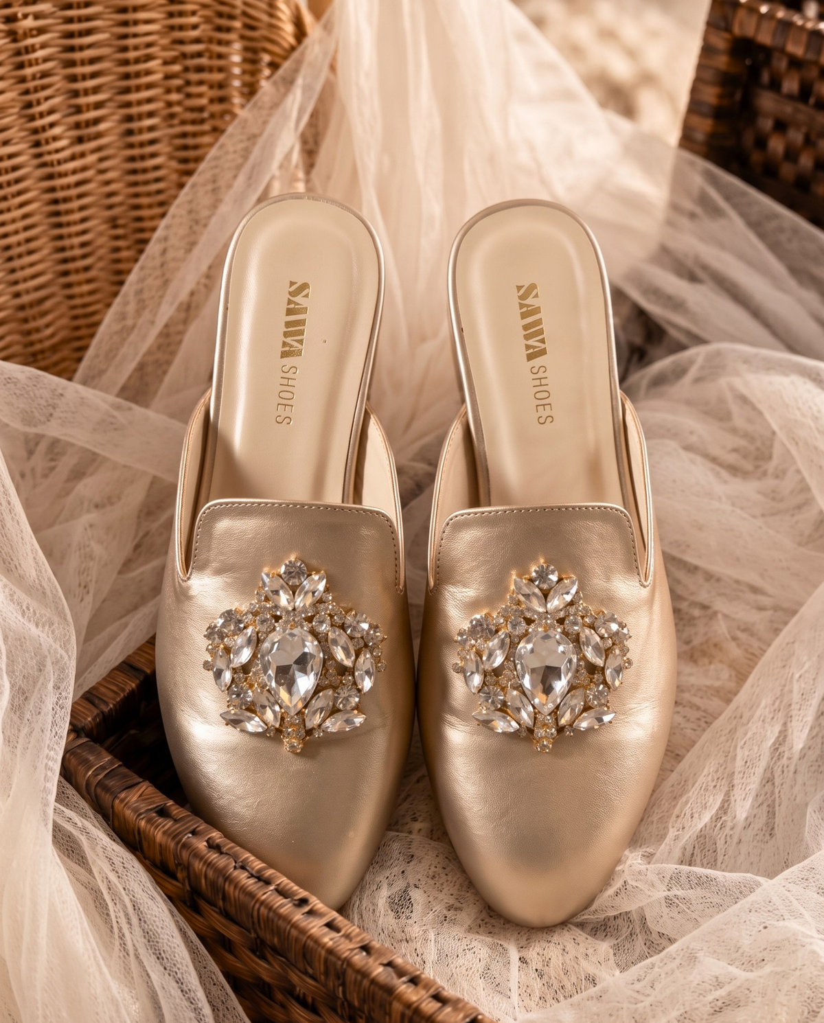 Crystal Embellished Flat Mules P120