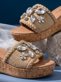 Crystal Embellished Wedge Sandals W798
