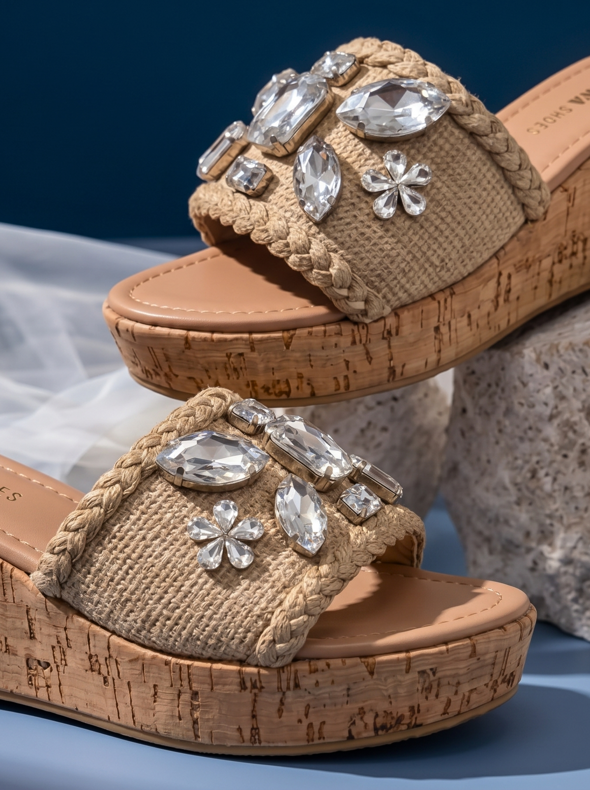 Crystal Embellished Wedge Sandals W798