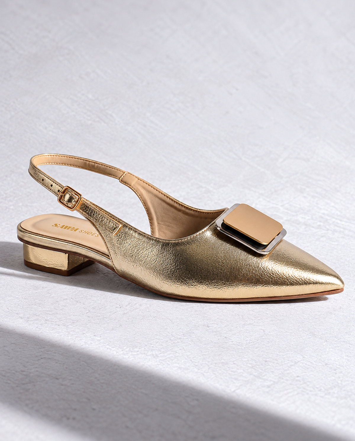 Gold Buckle Slingback Flats 102 G
