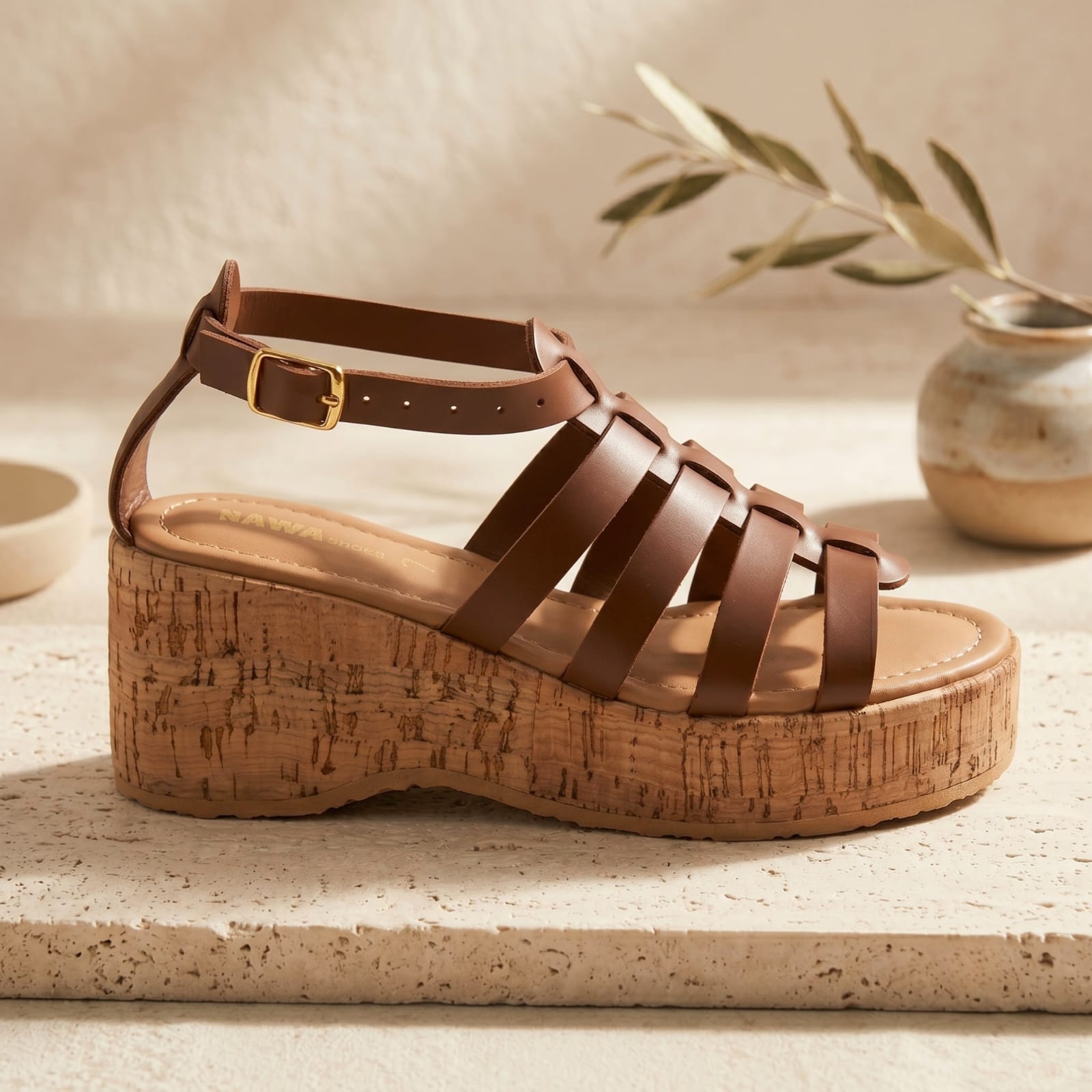 Strappy Cork Gladiator Platforms