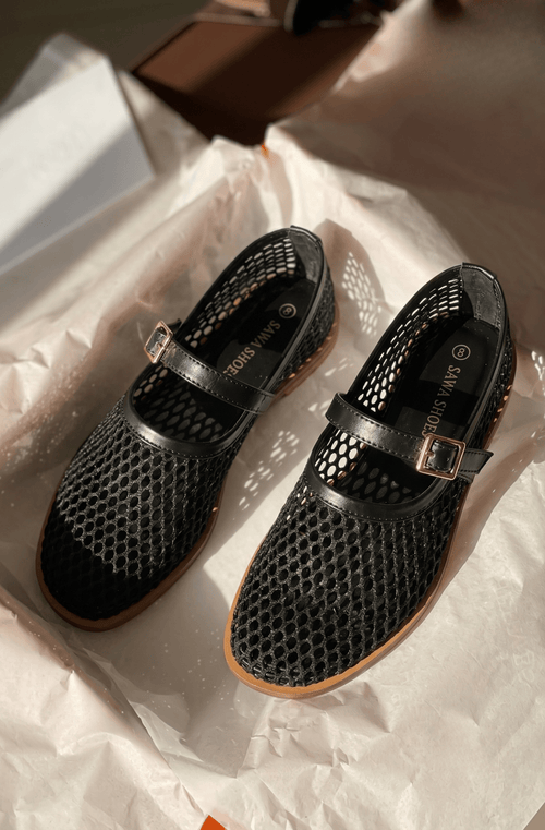 Mesh Mary Jane Flats 904 BK - Sawa.pkWomen footwear shoes affordable