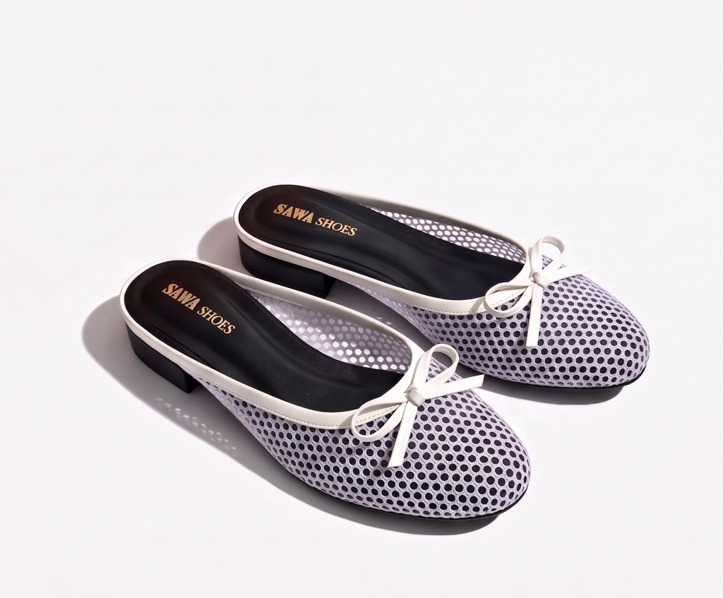Mesh Bow Flat Mules 6729 W