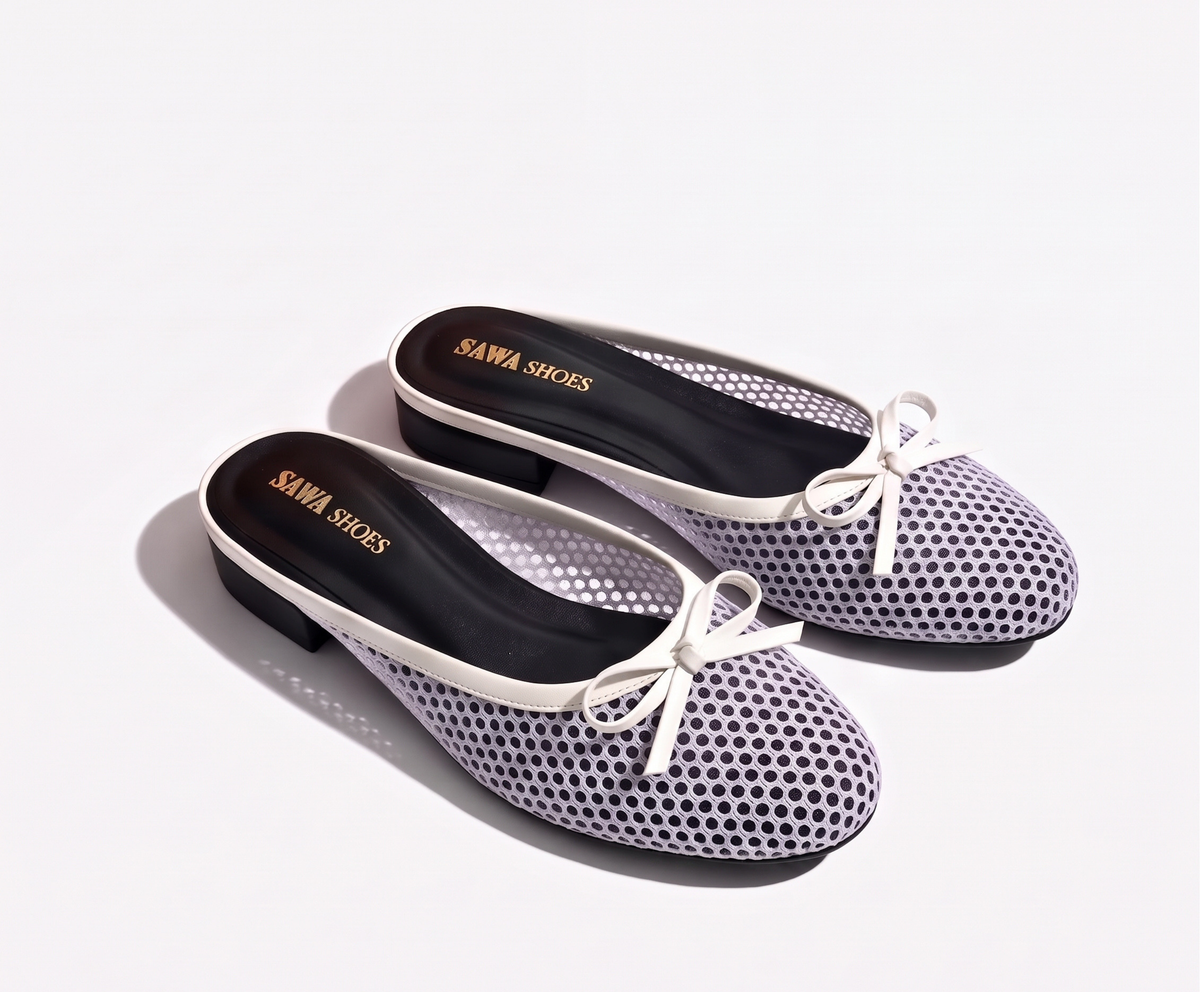 Mesh Bow Flat Mules 6729 W