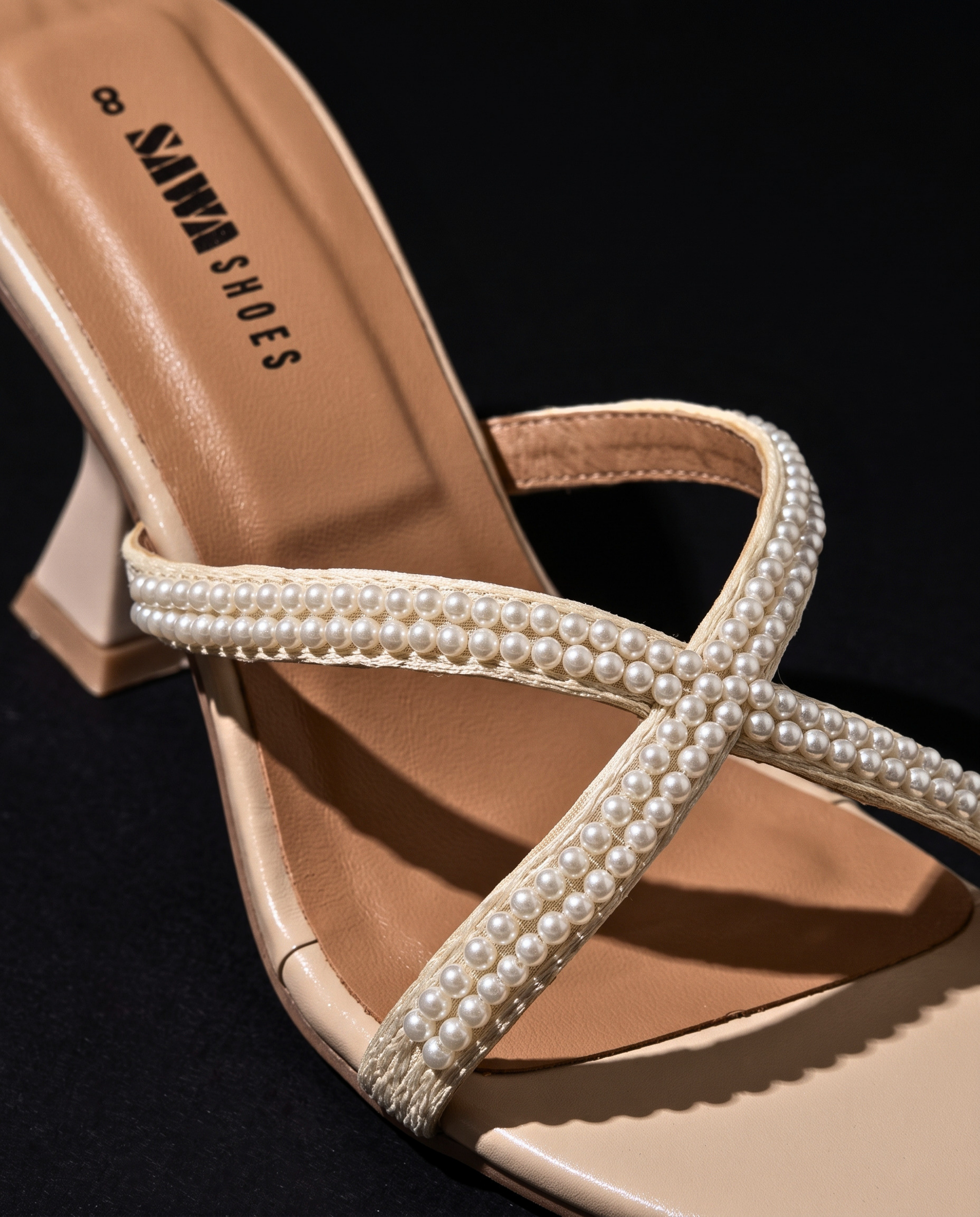 Pearl Embellished Sculptural Heels 507 F
