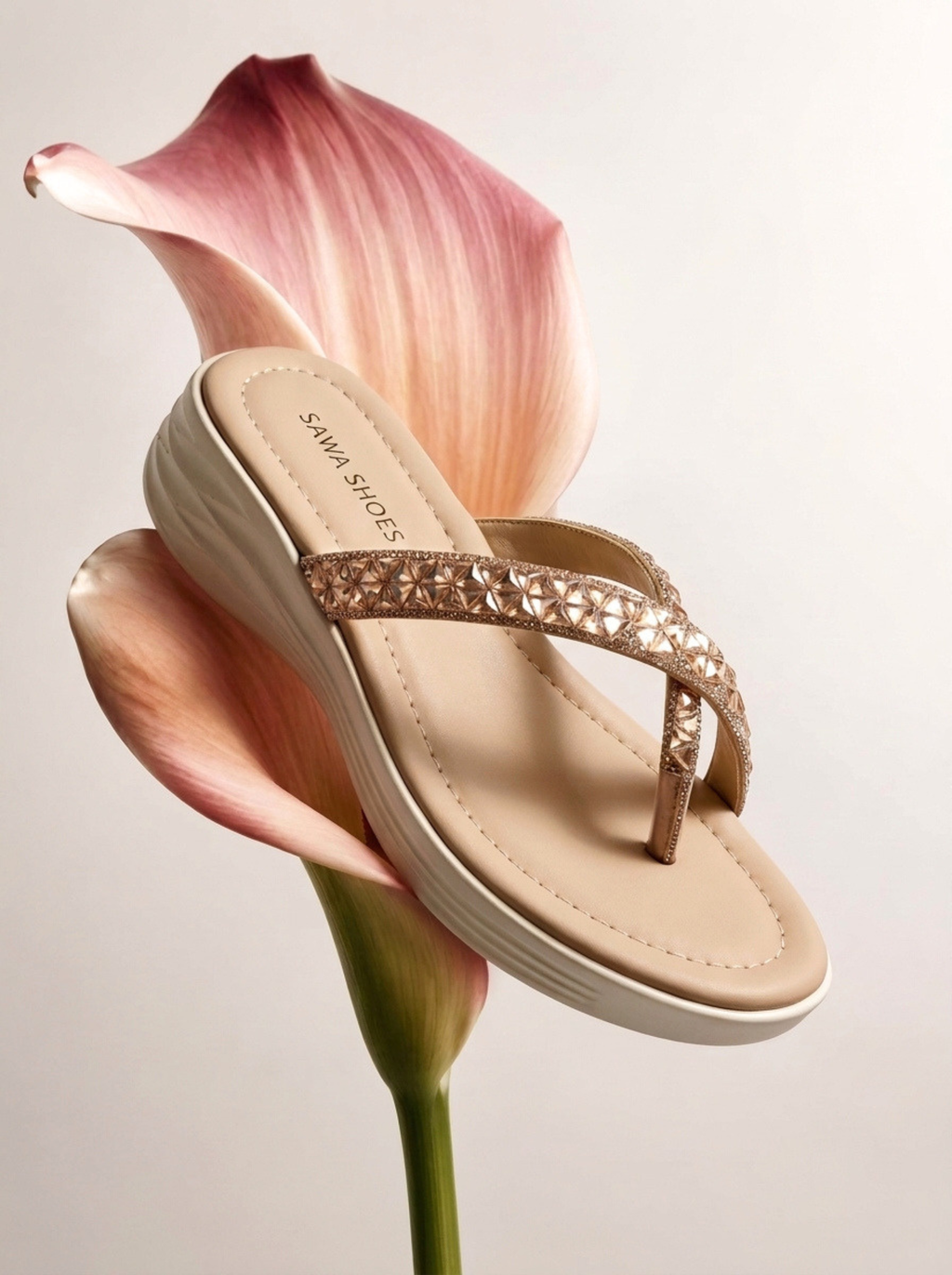 Crystal-Embellished Wedge Flip-Flop 5897 G