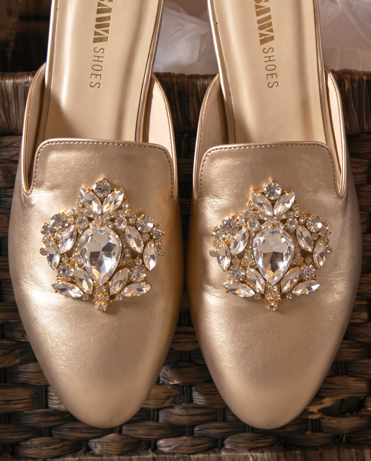 Crystal Embellished Flat Mules P120