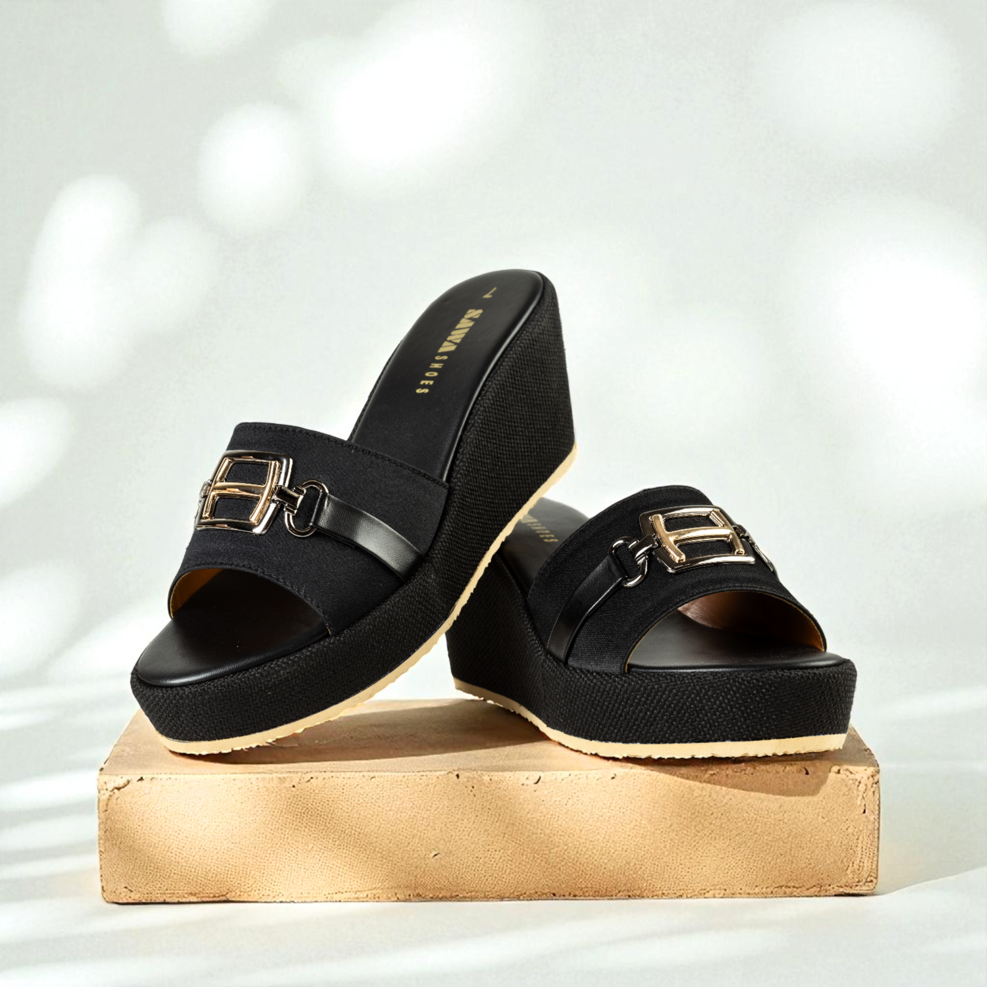 BLACK CASUAL WEDGES 709Bk