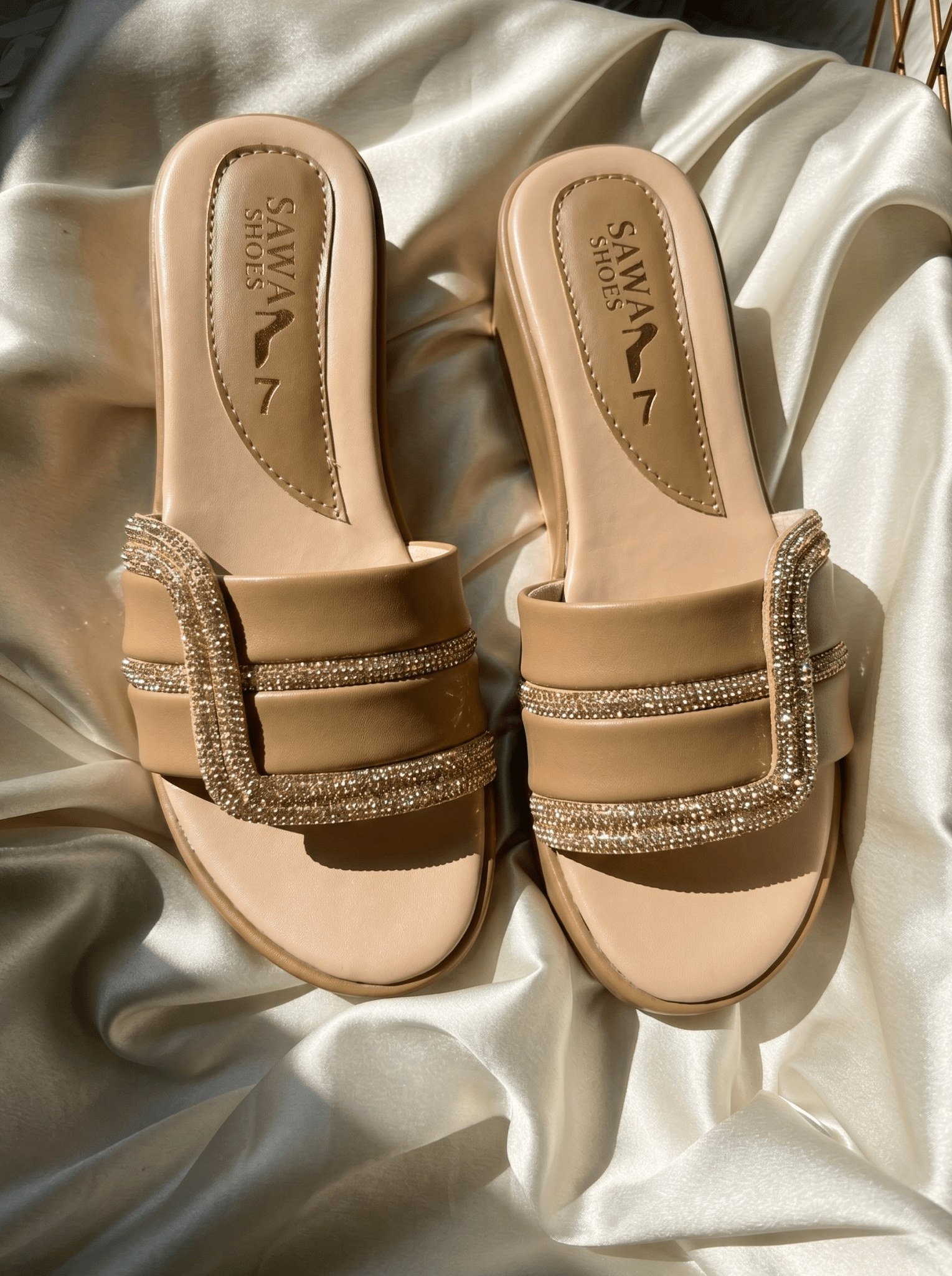 EMBELLISHED WEDGE SANDALS 761 BR - Sawa.pkWomen footwear shoes affordable