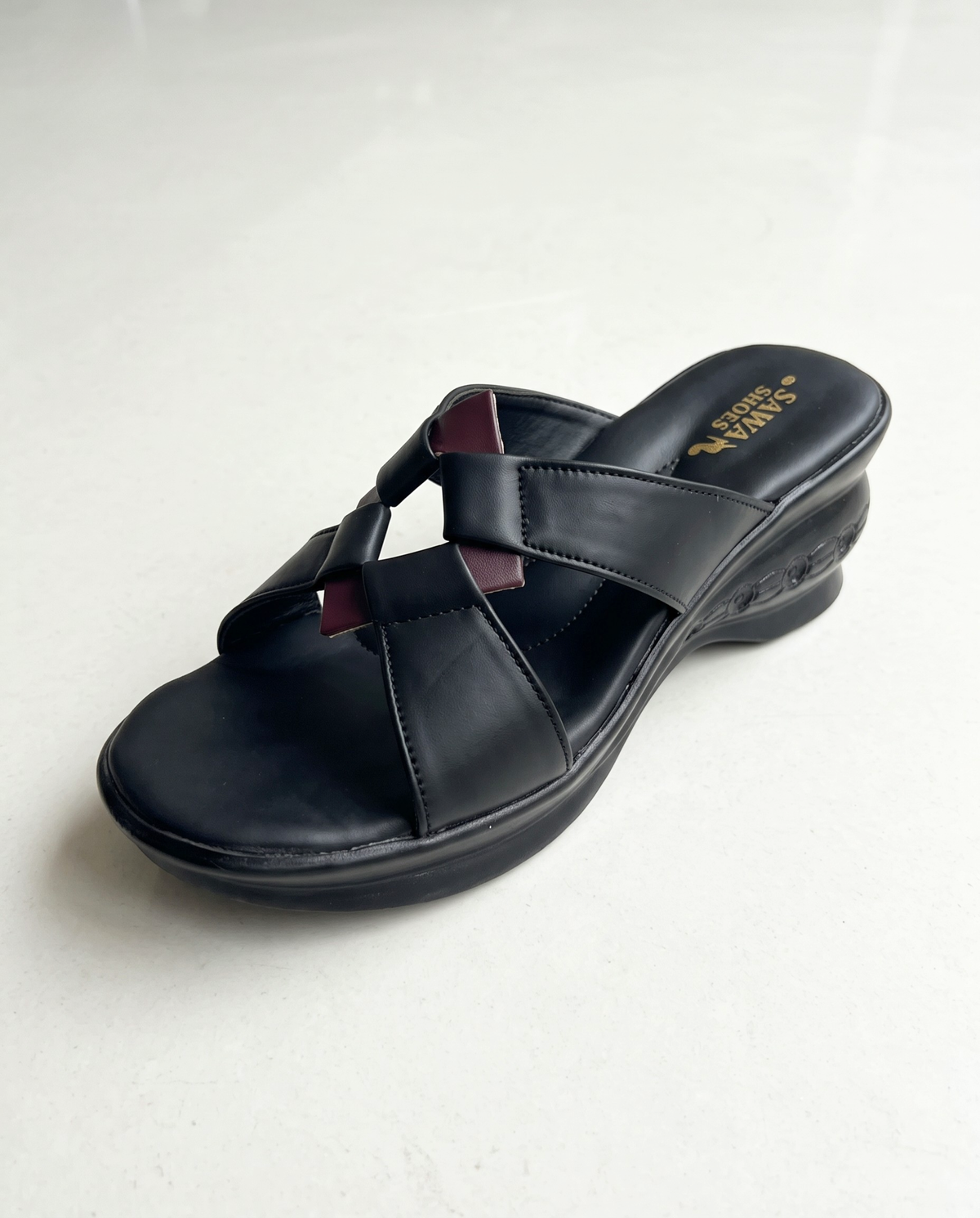Black Casual Wedges 444 Bk