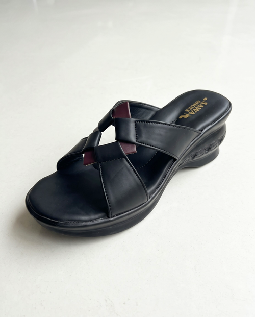 Black Casual Wedges 444 Bk