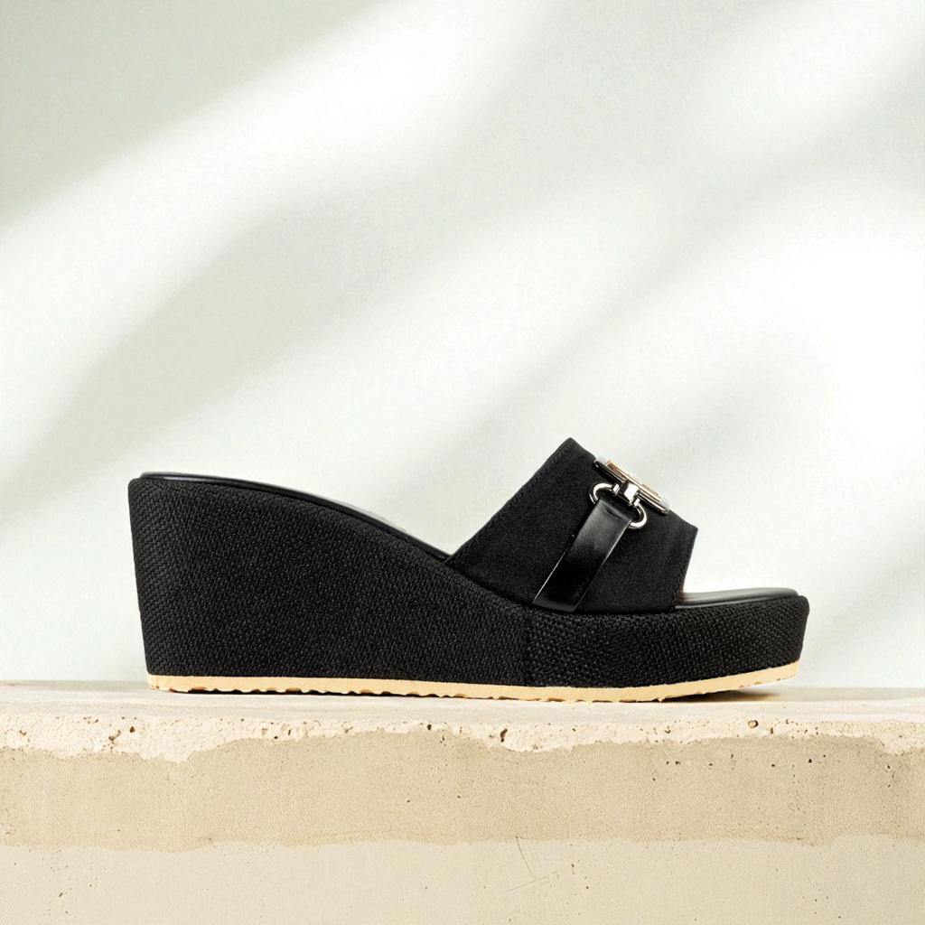 BLACK CASUAL WEDGES 709Bk