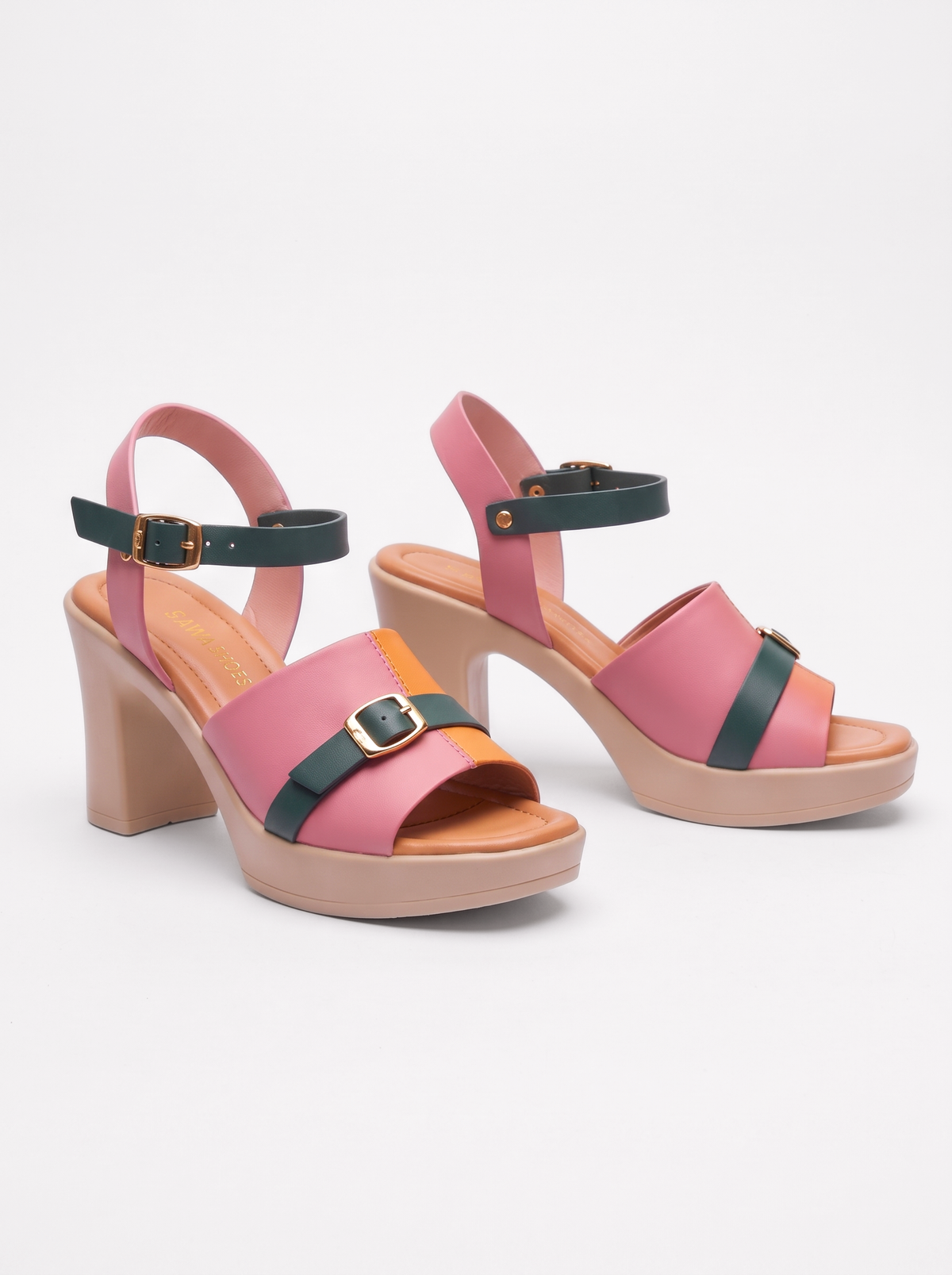 Multi-color block Heels 7070