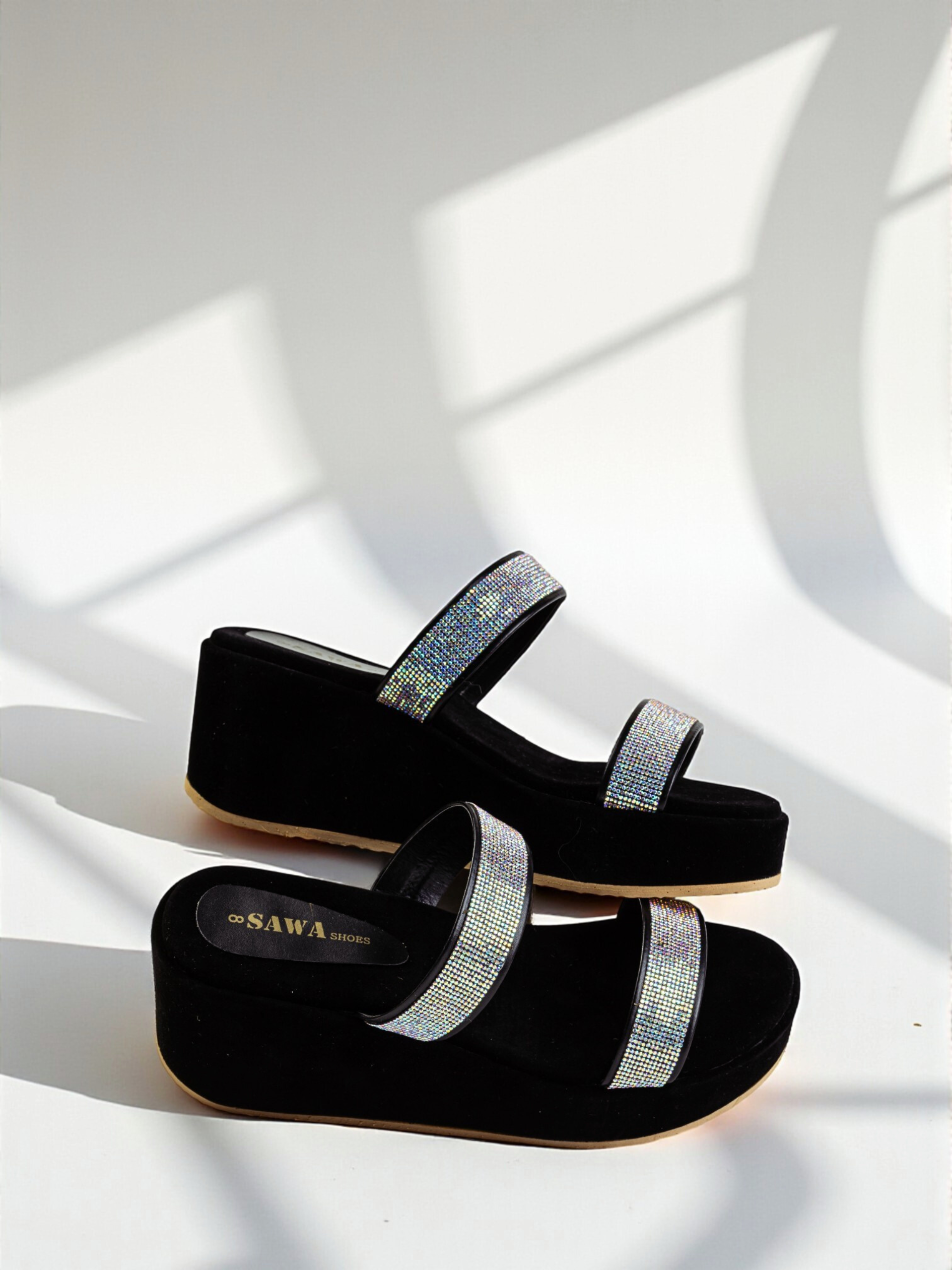BLACK FANCY  WEDGES 730 BK
