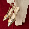 Gold Buckle Slingback Flats