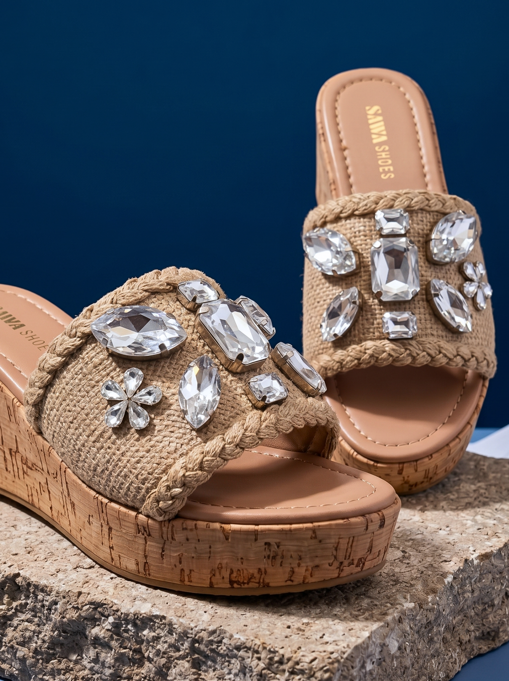 Crystal Embellished Wedge Sandals W798