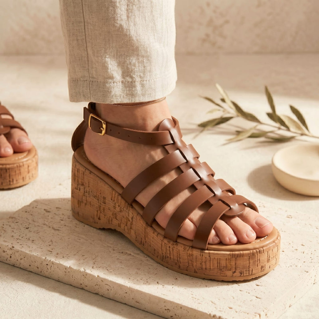 Strappy Cork Gladiator Platforms