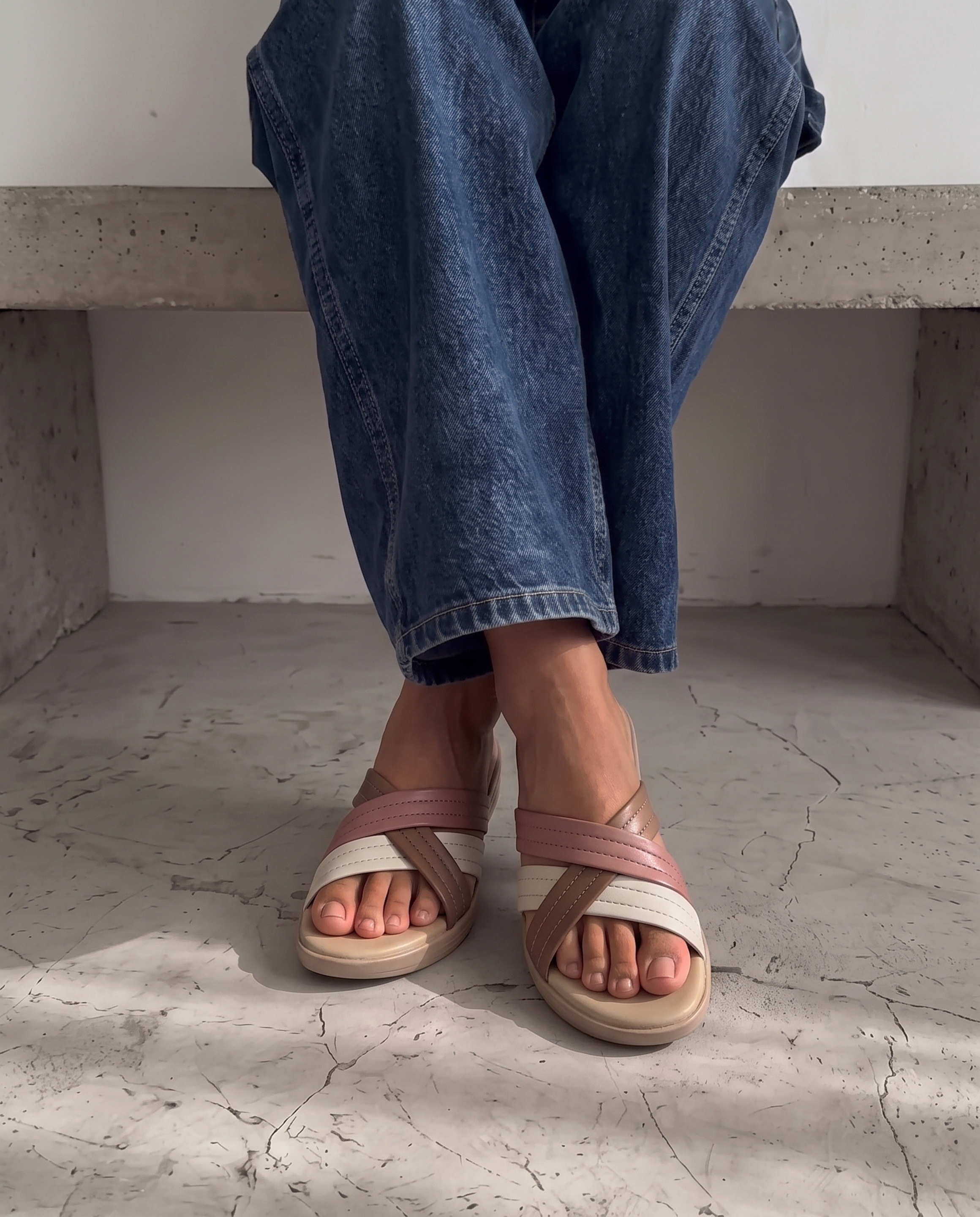 Pastel Cross Strap Slides SFT10