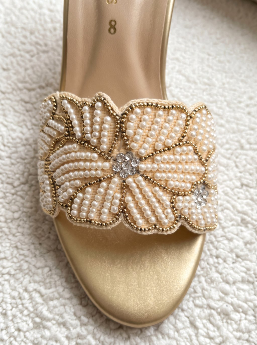 Pearl Floral Crystal Flare Heels 6000 F