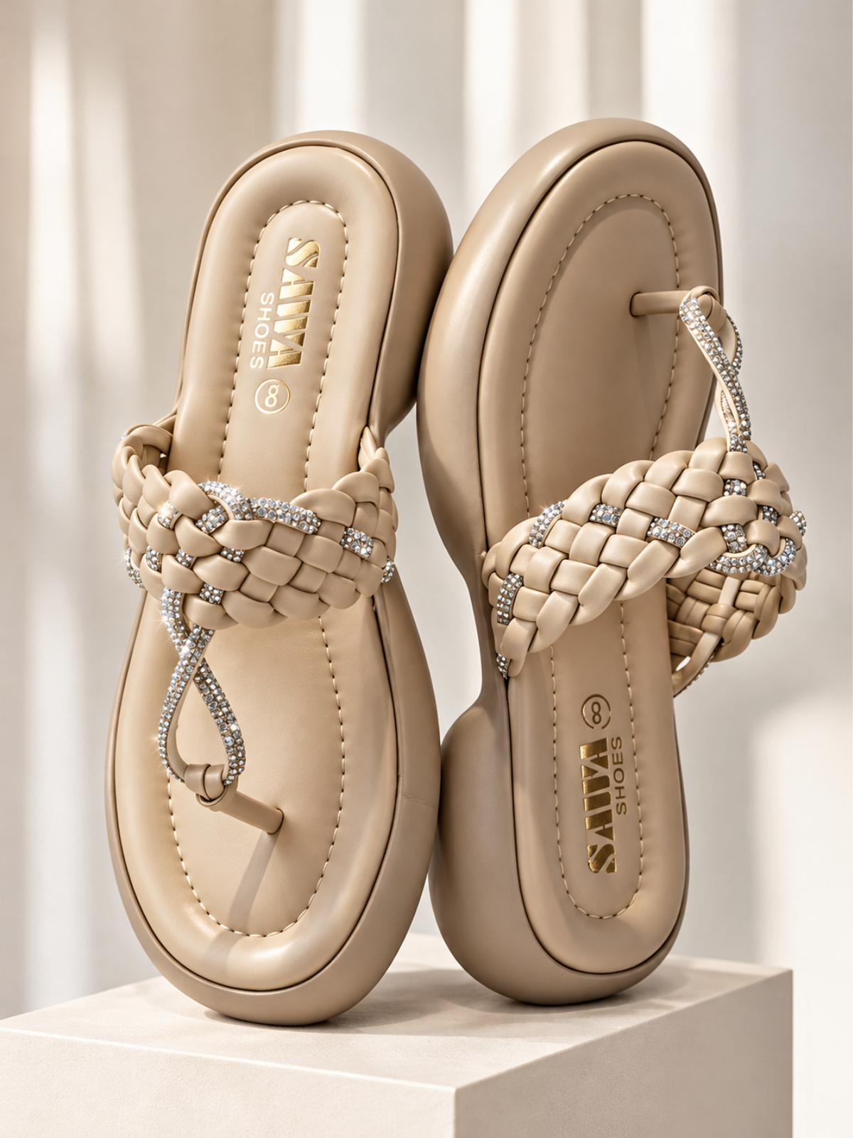 Beige Braided Slippers 432 F