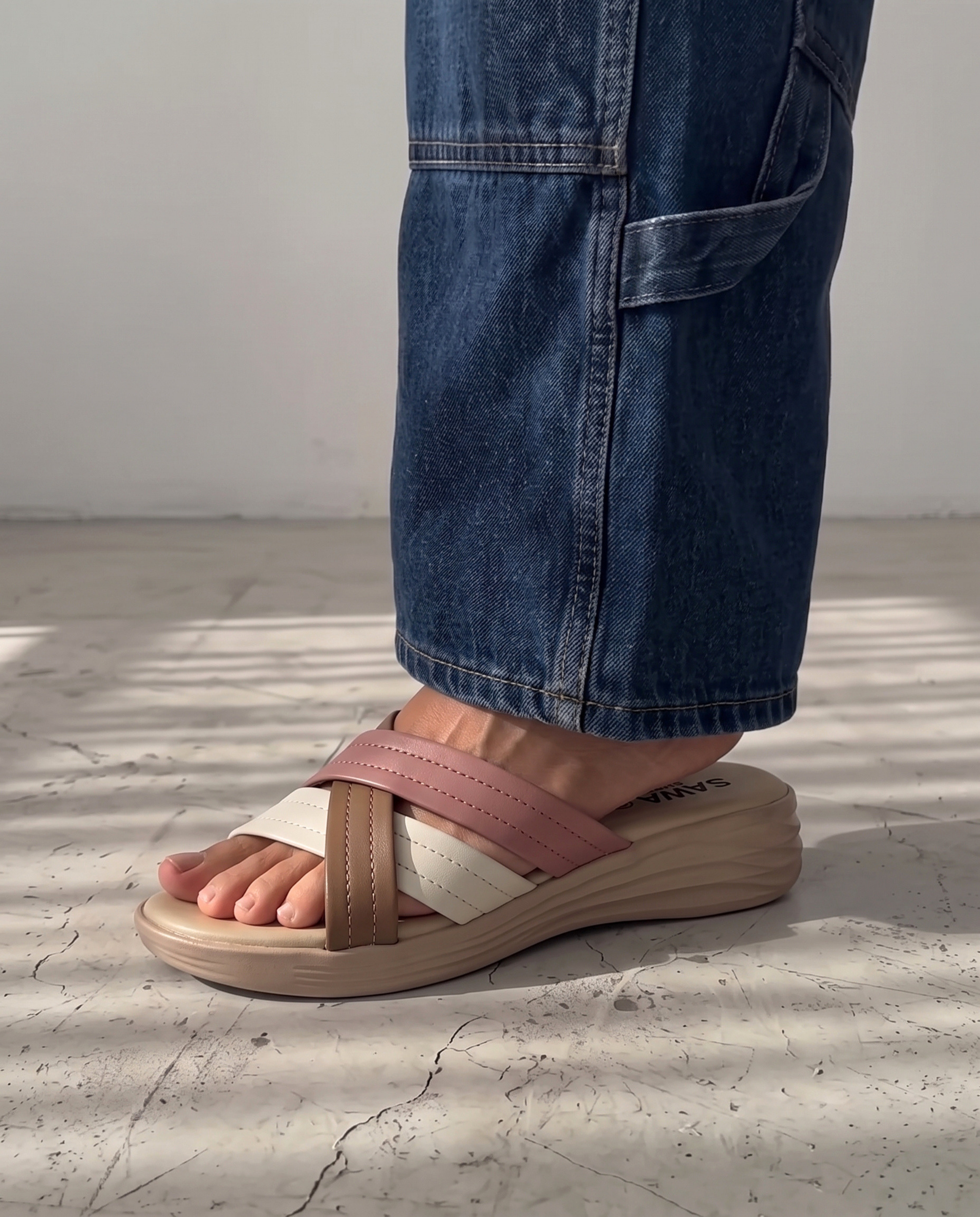 Pastel Cross Strap Slides SFT10