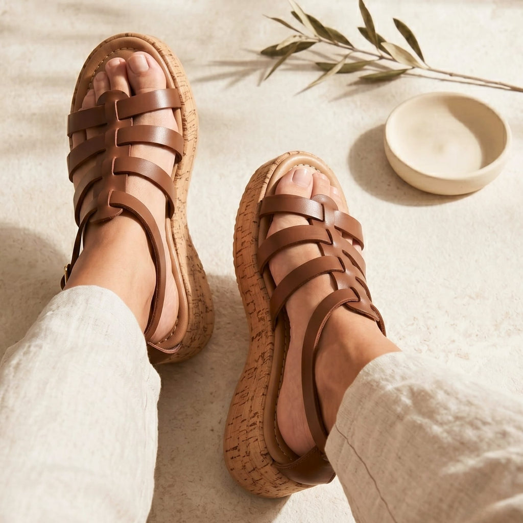 Strappy Cork Gladiator Platforms