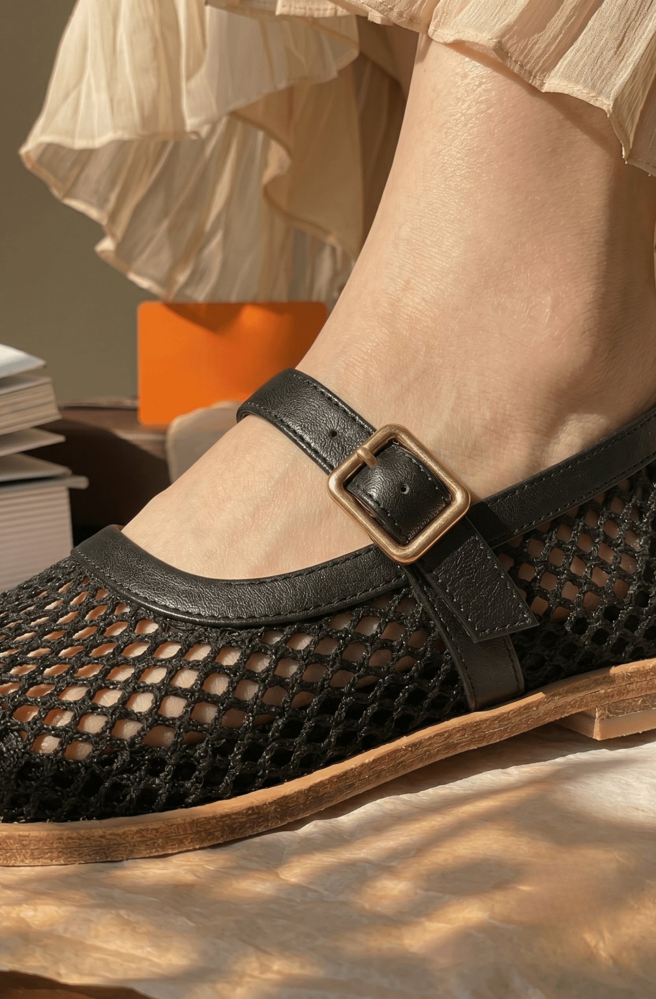 Mesh Mary Jane Flats 904 BK - Sawa.pkWomen footwear shoes affordable