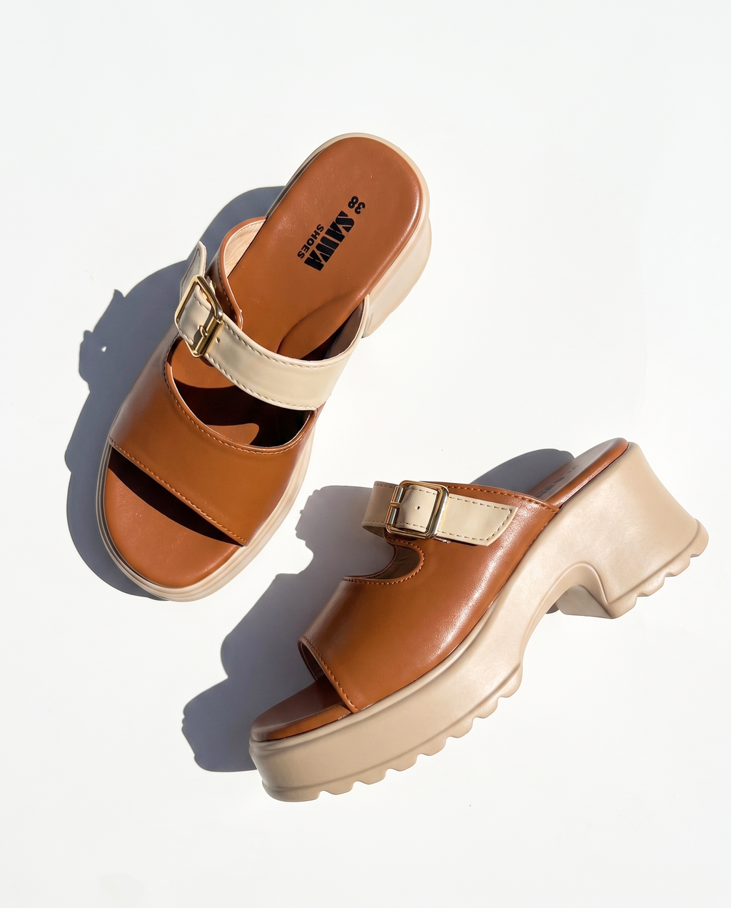 Tan Comfort Platform Sandals