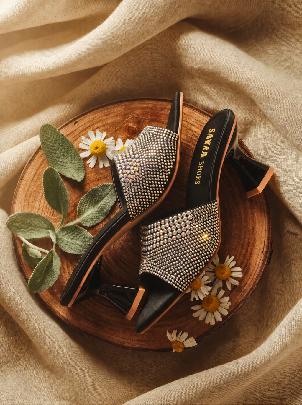 Onyx Shimmer Heeled Heels 503 BK