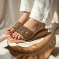 Shimmering Gold Wedge Slides 236 G - Sawa.pkWomen footwear shoes affordable
