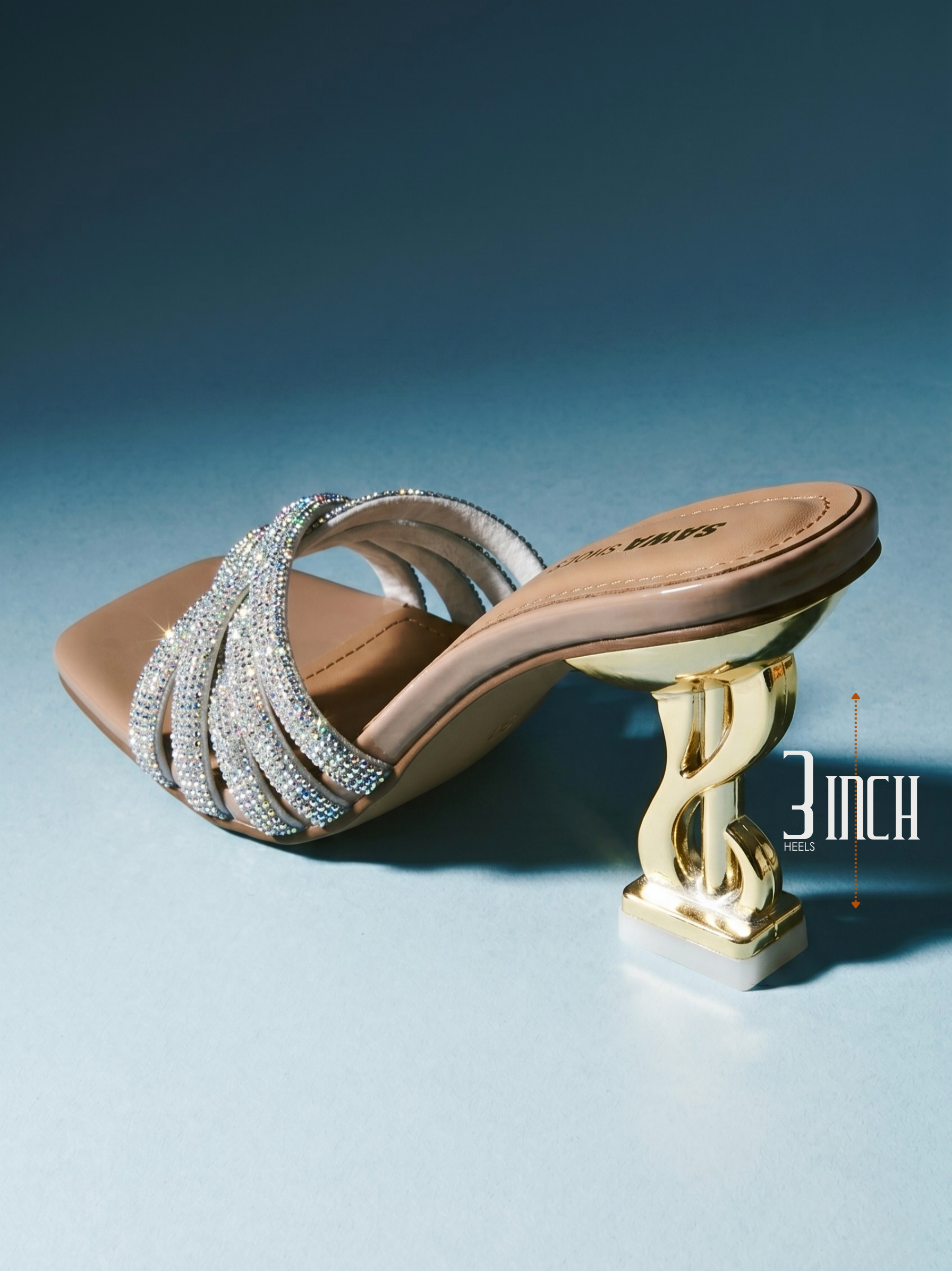 Crystal Strappy Statement Heels 501 G