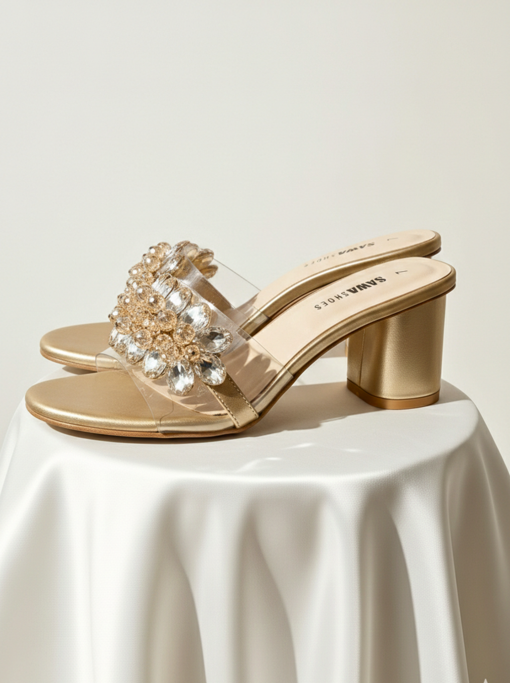Sawa-Shoes-gold-transparent-block-heel-with-crystal-brooch-side-vie