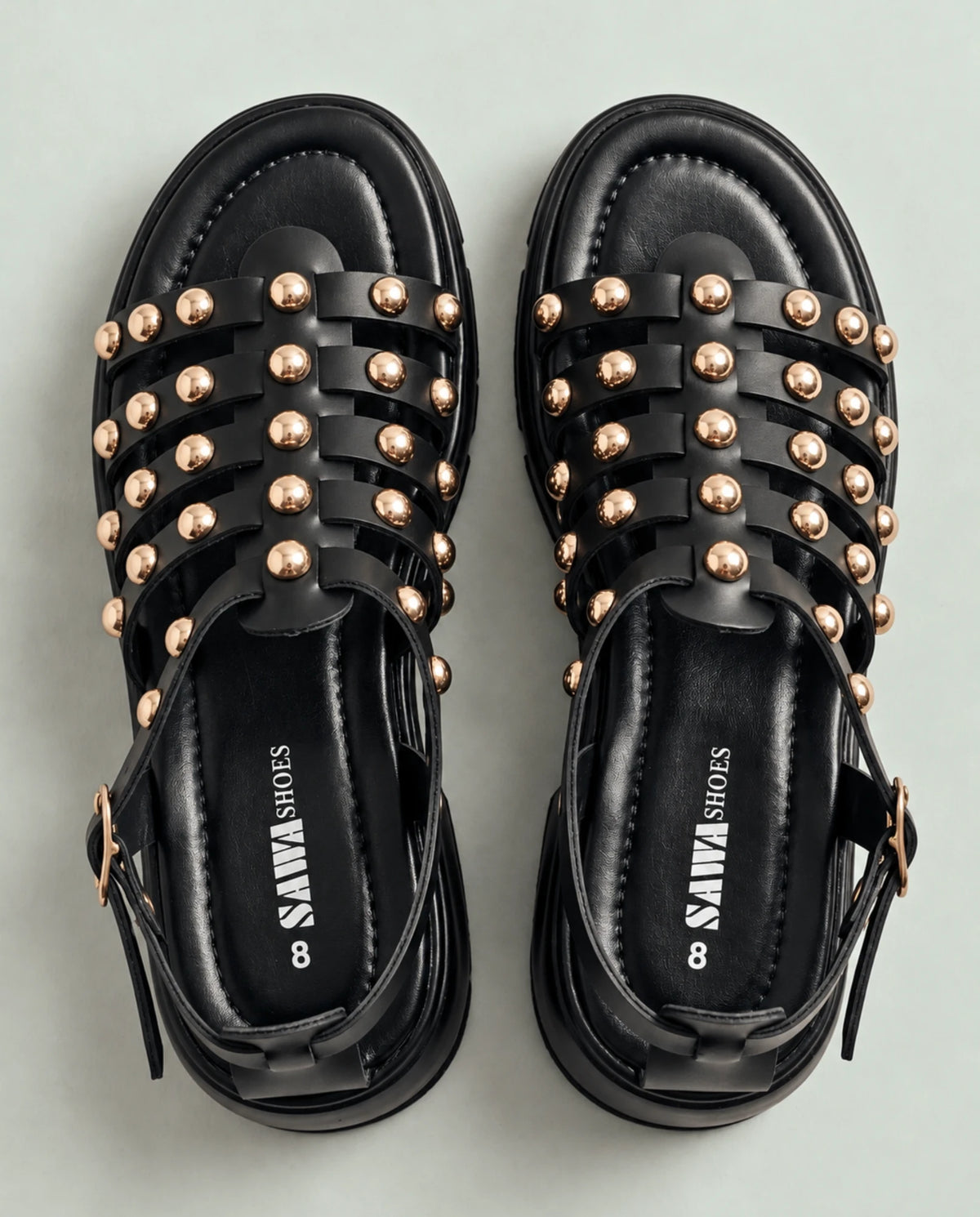 W706 BK gladiator sandals top view with cushioned footbed | Sawa.pk