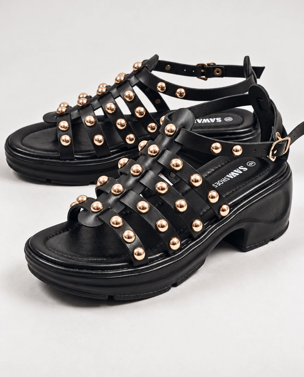 W706 BK chunky platform block heel sandals for women in Pakistan | Sawa.pk