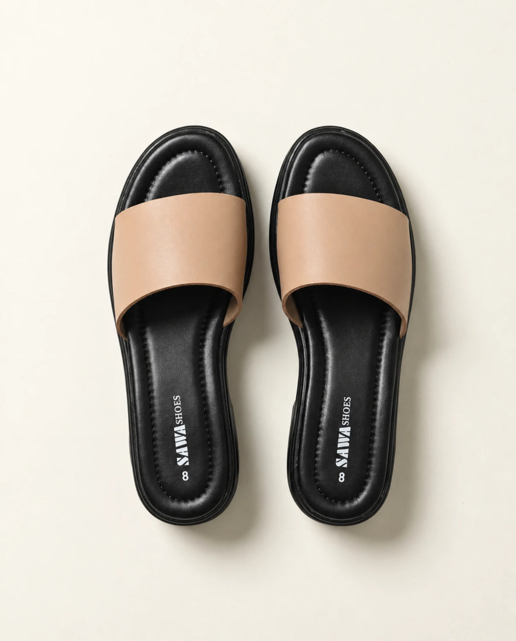W785 BG beige platform slides – top view | Sawa.pk