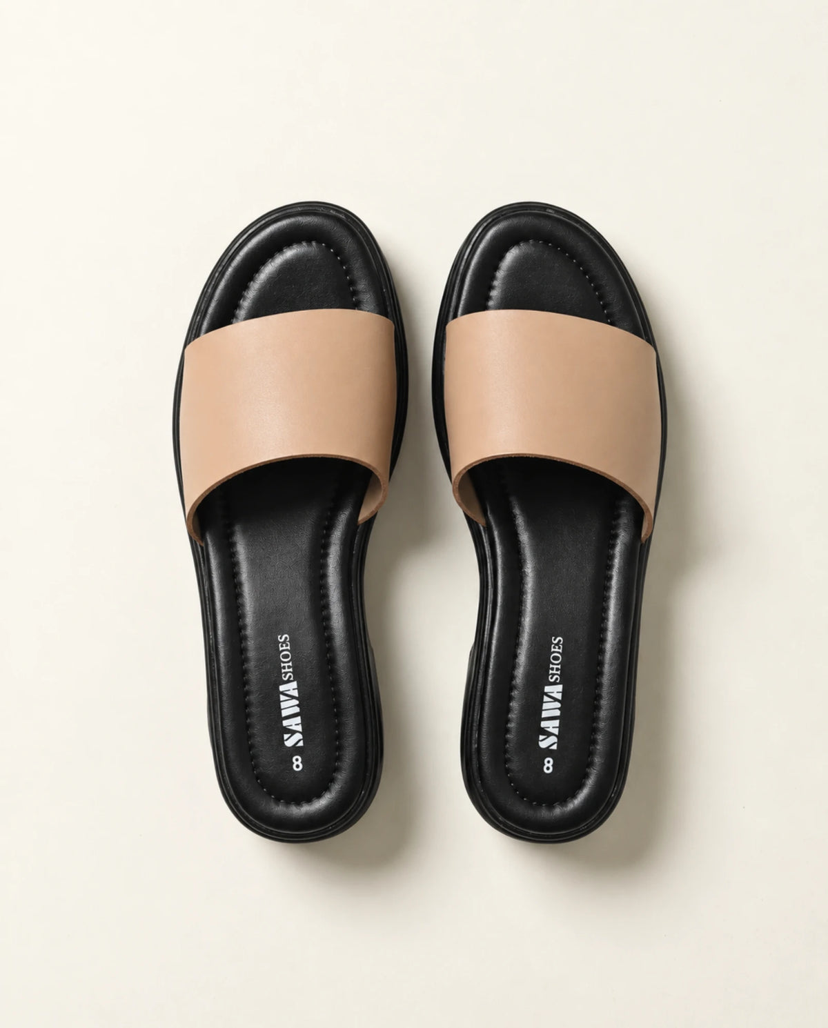 W785 BG beige platform slides – top view | Sawa.pk