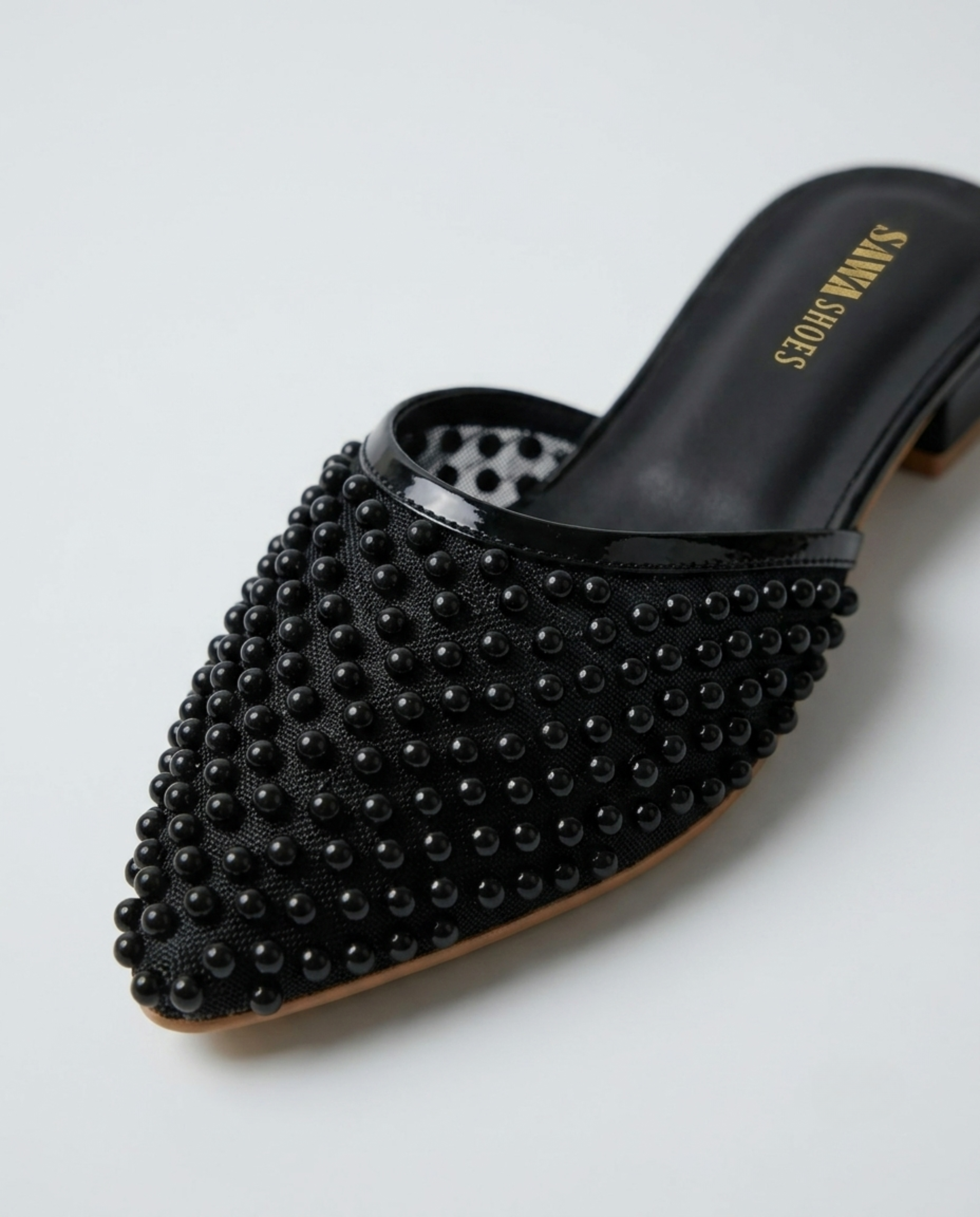 Pearl Embellished Mule Heels 900 BK