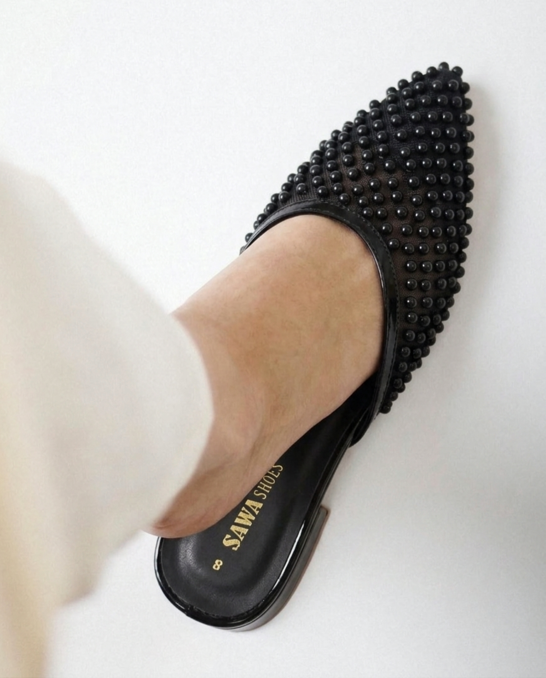 Pearl Embellished Mule Heels 900 BK