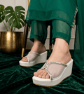 Crystal Mesh Wedge Sandals 707 W - Sawa.pkWomen footwear shoes affordable