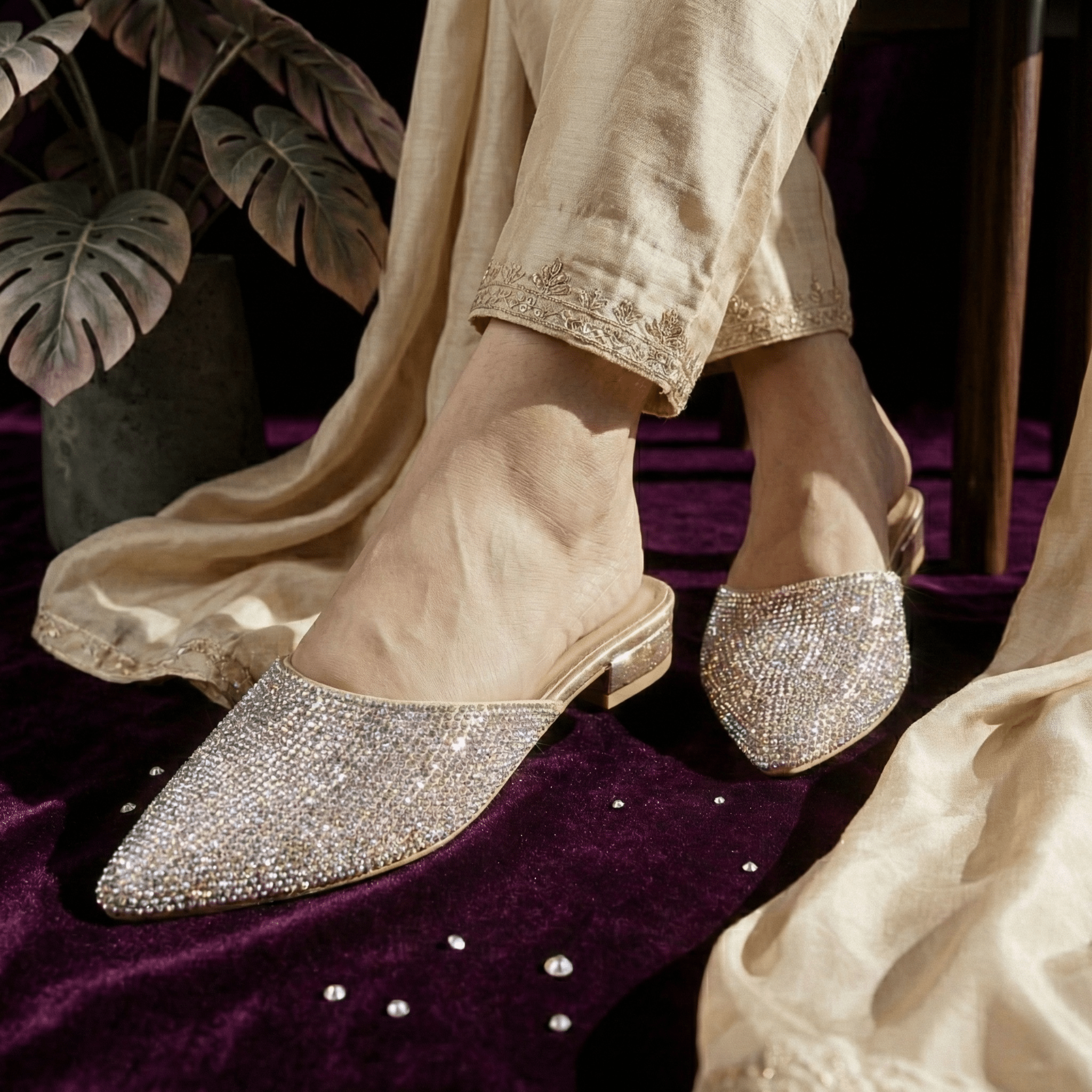 Starry Crystal Mules 511 G - Sawa.pkWomen footwear shoes affordable
