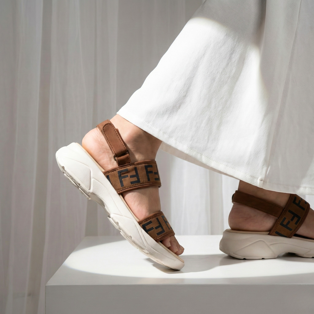 Women-chunky-platform-sandals-with-monogram-straps-side-view-Pakistan