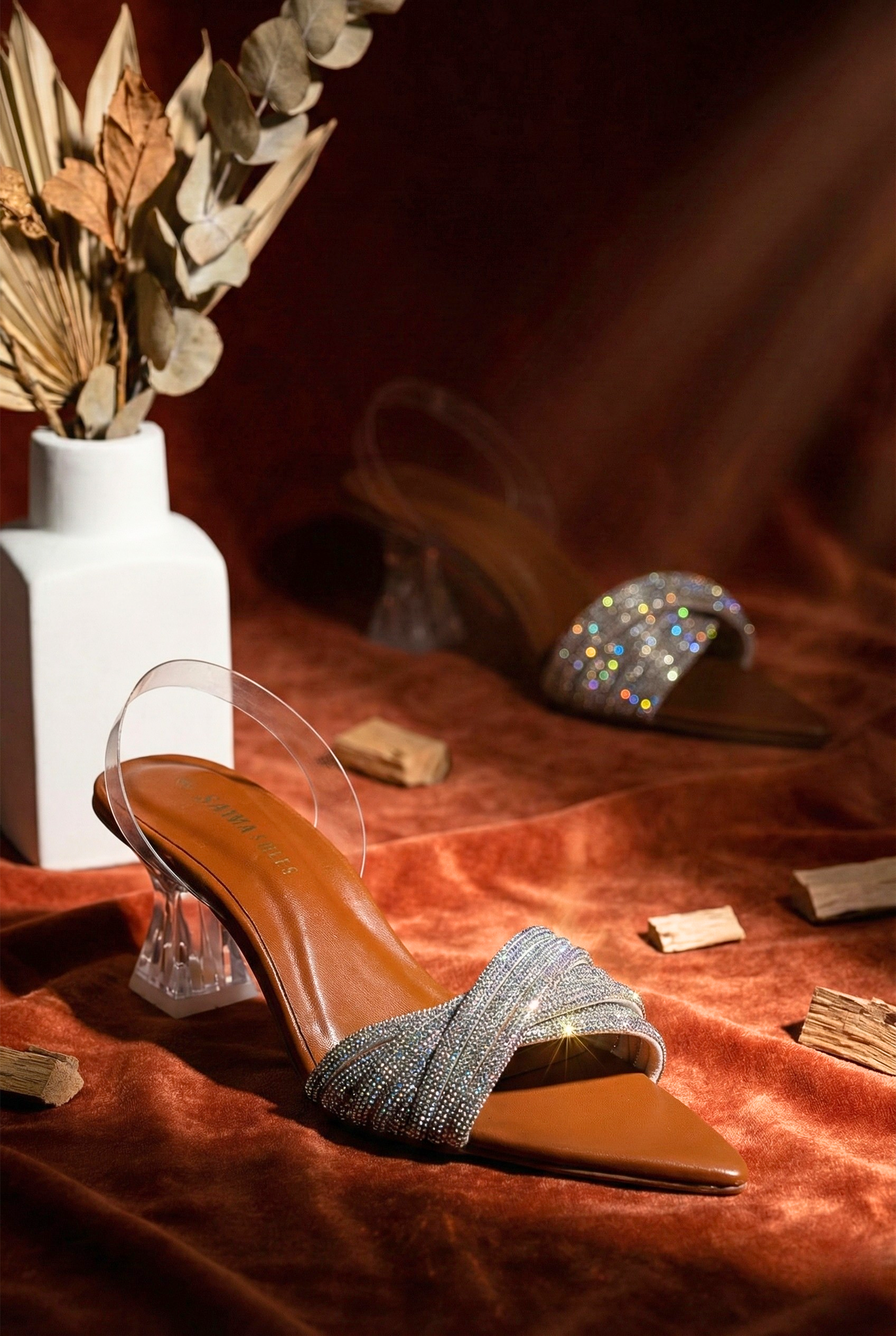 women-formal-crystal-heels-pakistan-sawapk, silver-shimmer-strap-sandals-wedding-wear