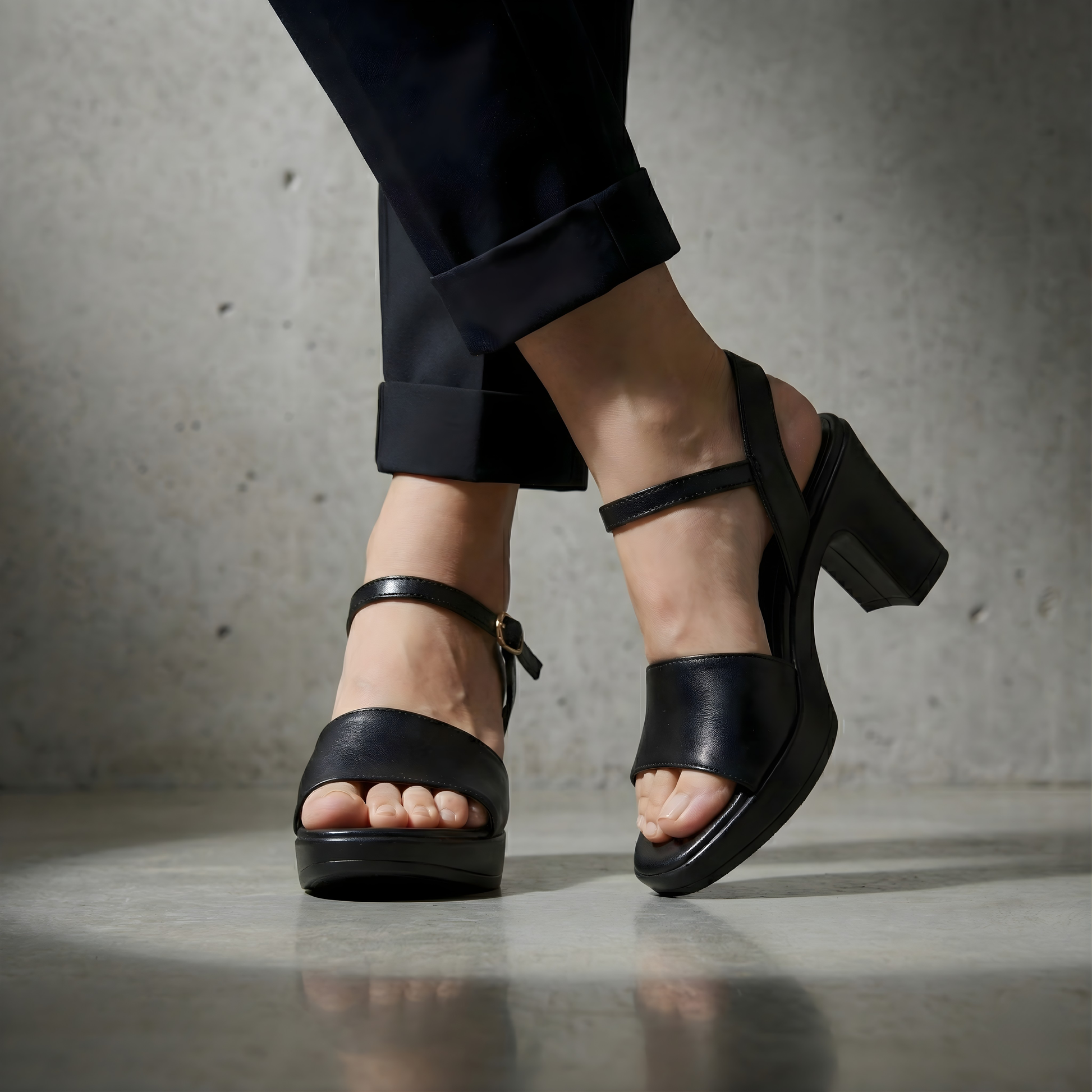 BLACK BLOCK HEELS 521 BK